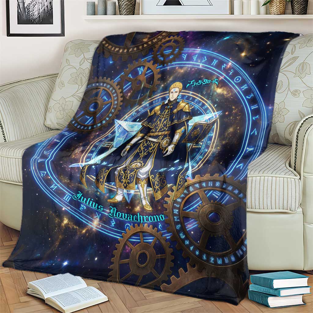 Julius Novachrono Black Clover Blanket Cosmic Time Magic Style with Celestial Clockwork Motif