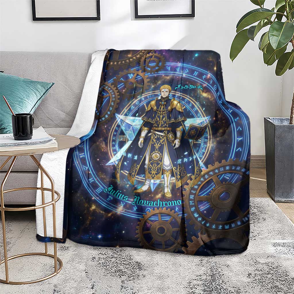 Julius Novachrono Black Clover Blanket Cosmic Time Magic Style with Celestial Clockwork Motif