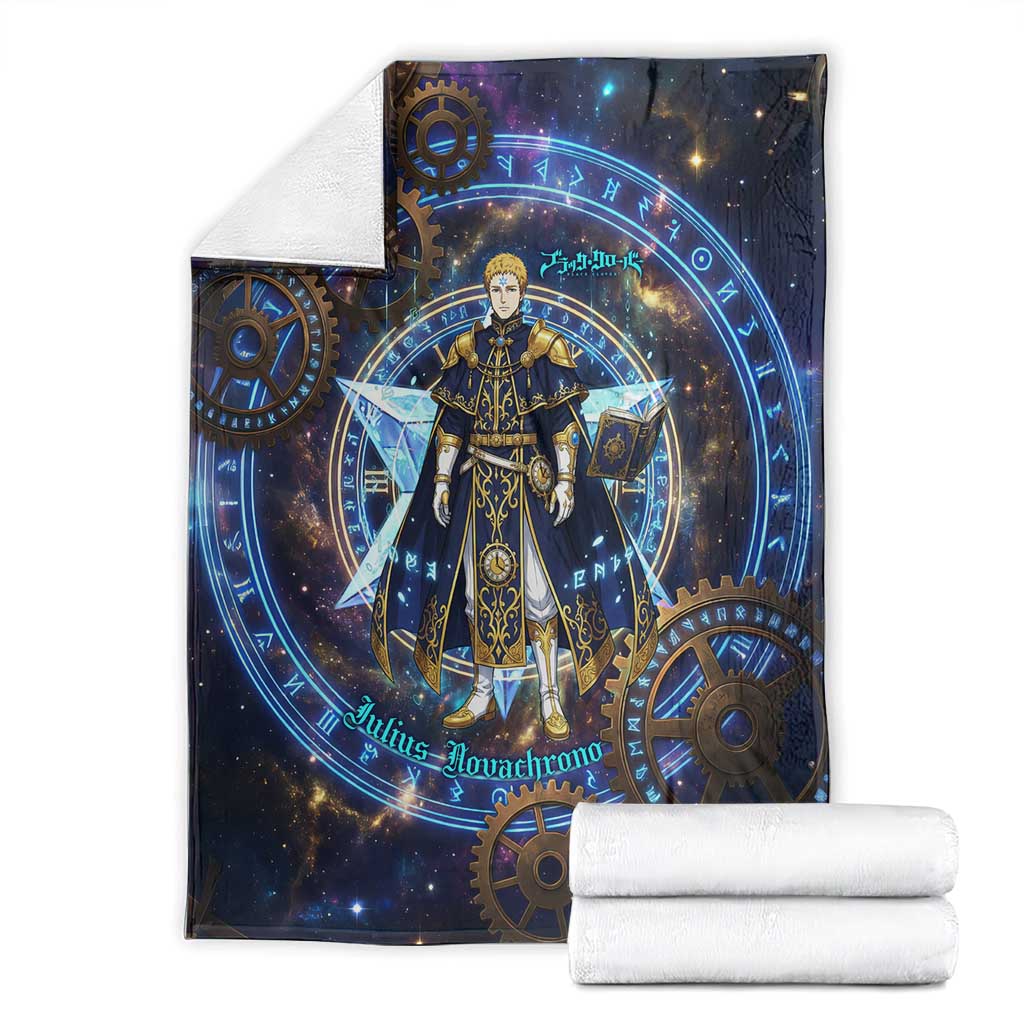 Julius Novachrono Black Clover Blanket Cosmic Time Magic Style with Celestial Clockwork Motif