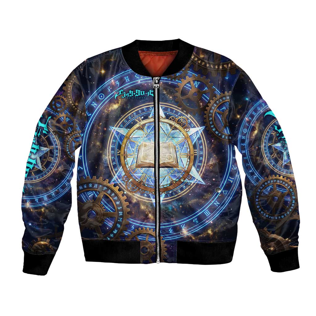 Julius Novachrono Black Clover Bomber Jacket Cosmic Time Magic Style with Celestial Clockwork Motif