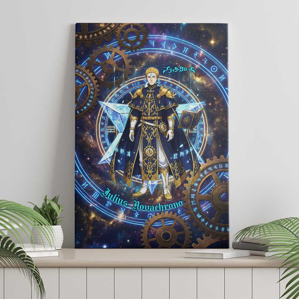 Julius Novachrono Black Clover Canvas Wall Art Cosmic Time Magic Style with Celestial Clockwork Motif