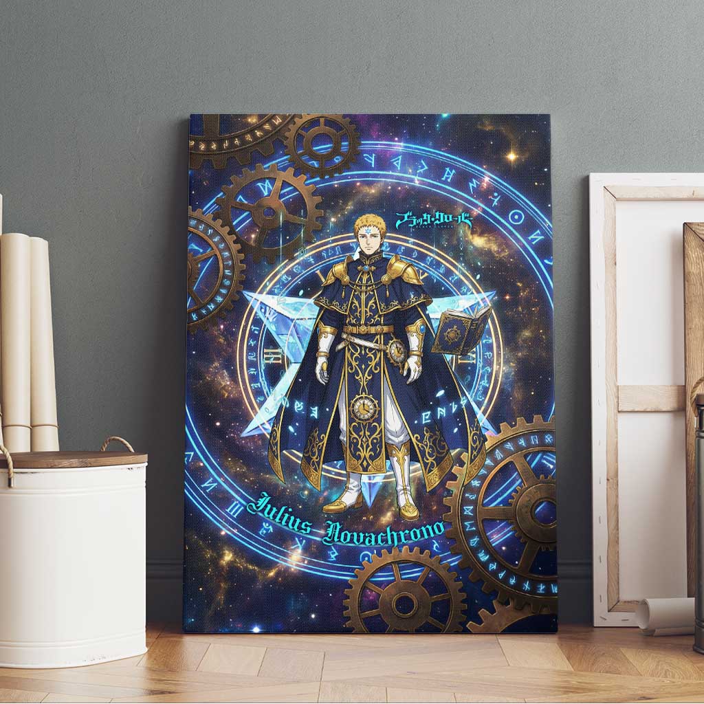Julius Novachrono Black Clover Canvas Wall Art Cosmic Time Magic Style with Celestial Clockwork Motif