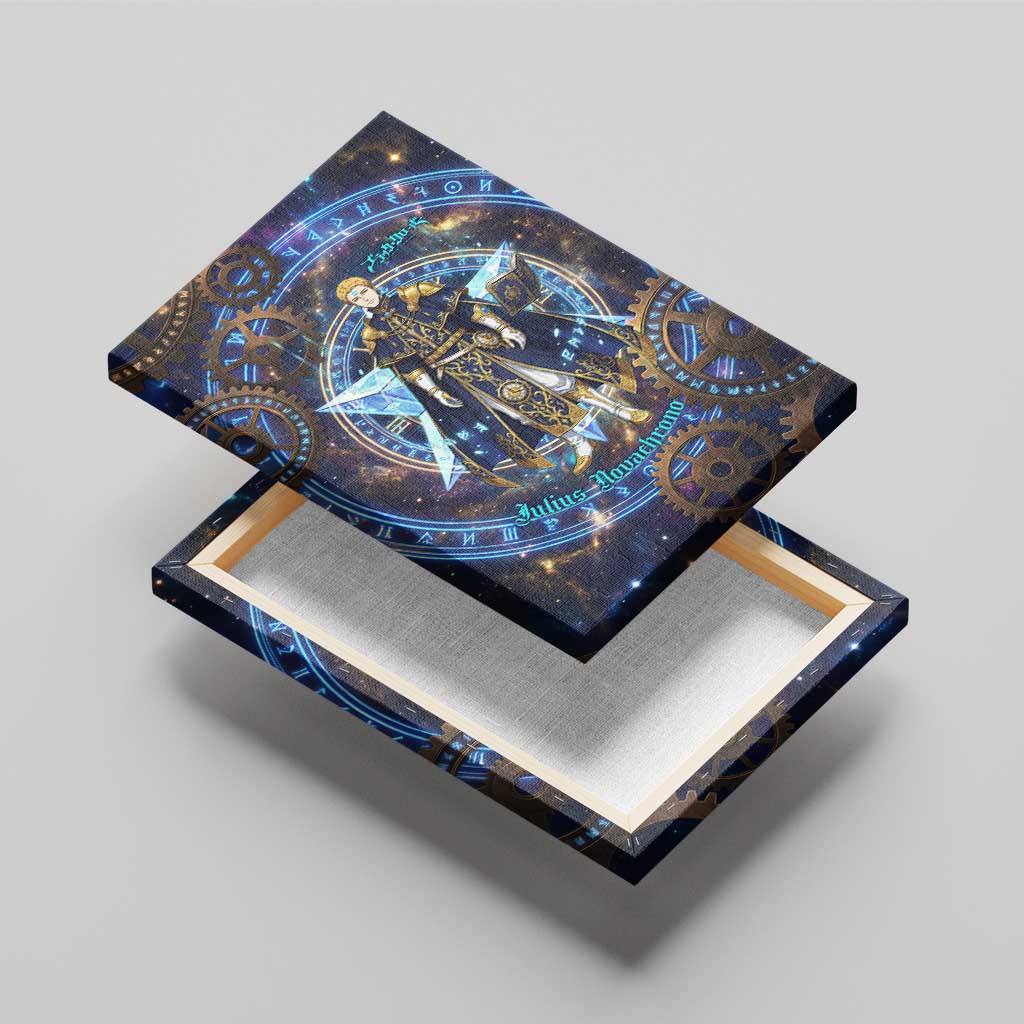 Julius Novachrono Black Clover Canvas Wall Art Cosmic Time Magic Style with Celestial Clockwork Motif