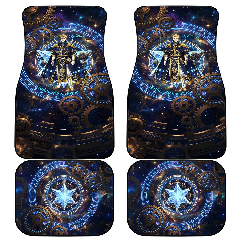 Julius Novachrono Black Clover Car Mats Cosmic Time Magic Style with Celestial Clockwork Motif