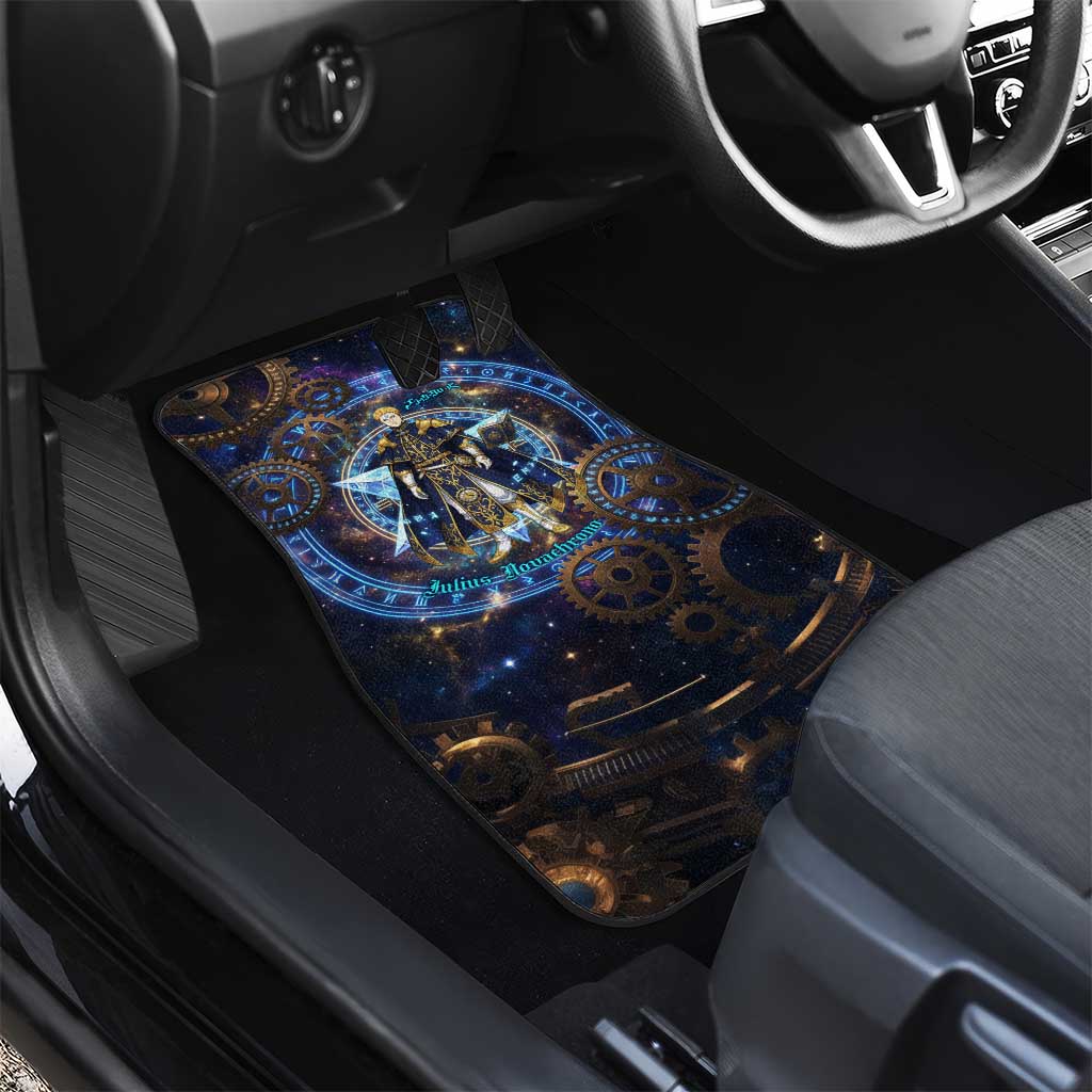 Julius Novachrono Black Clover Car Mats Cosmic Time Magic Style with Celestial Clockwork Motif
