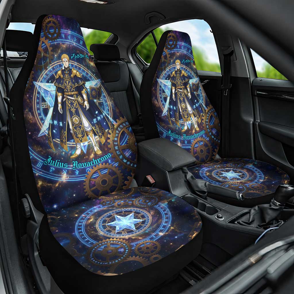 Julius Novachrono Black Clover Car Seat Cover Cosmic Time Magic Style with Celestial Clockwork Motif