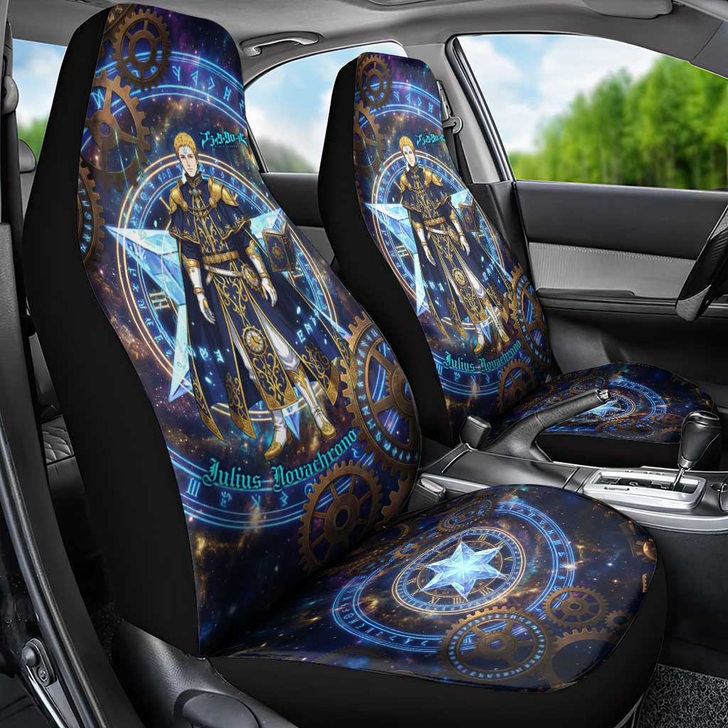 Julius Novachrono Black Clover Car Seat Cover Cosmic Time Magic Style with Celestial Clockwork Motif