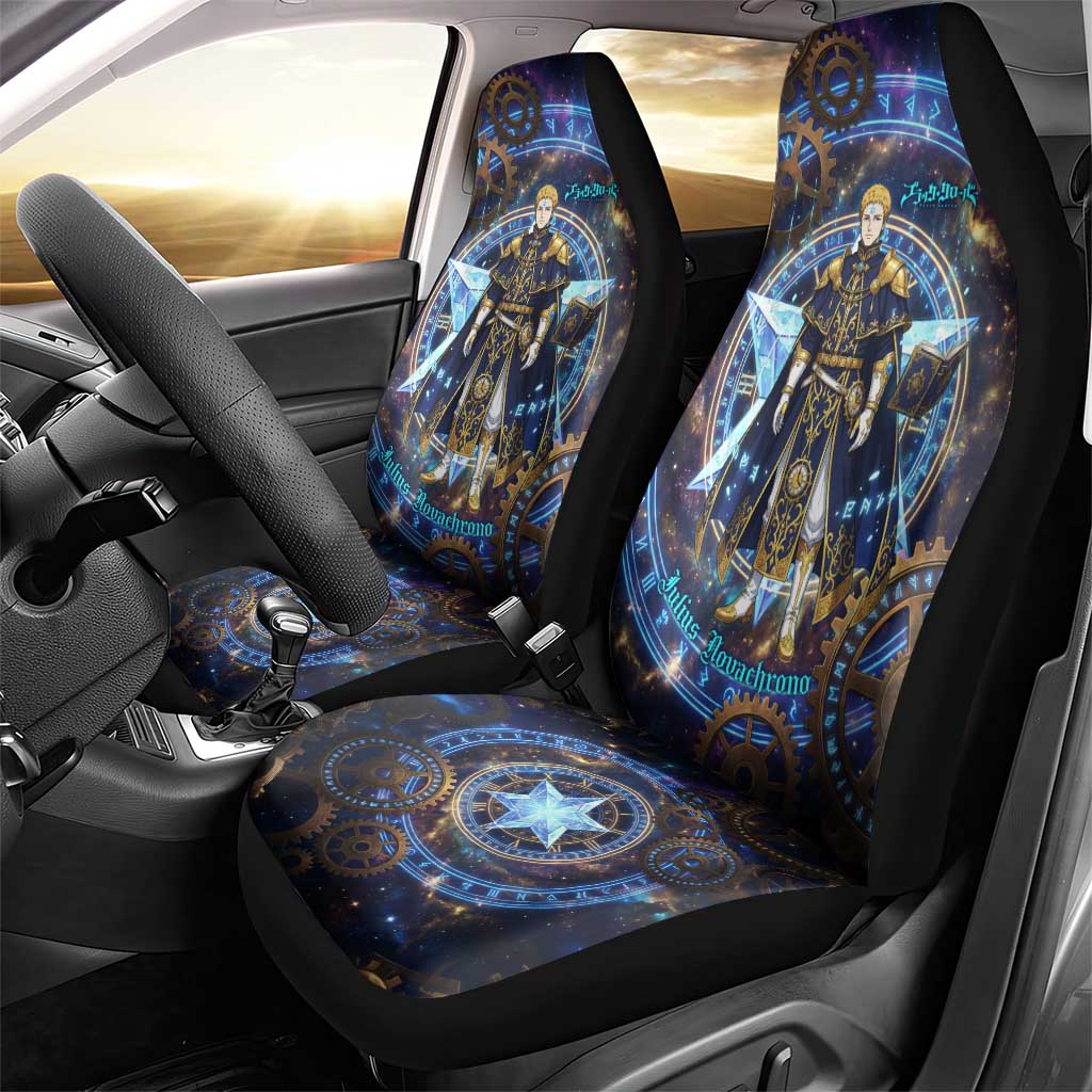 Julius Novachrono Black Clover Car Seat Cover Cosmic Time Magic Style with Celestial Clockwork Motif