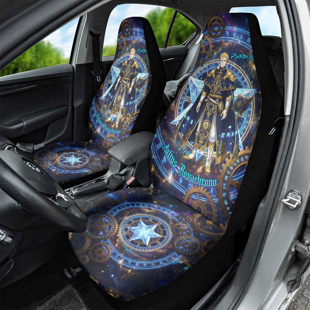 Julius Novachrono Black Clover Car Seat Cover Cosmic Time Magic Style with Celestial Clockwork Motif
