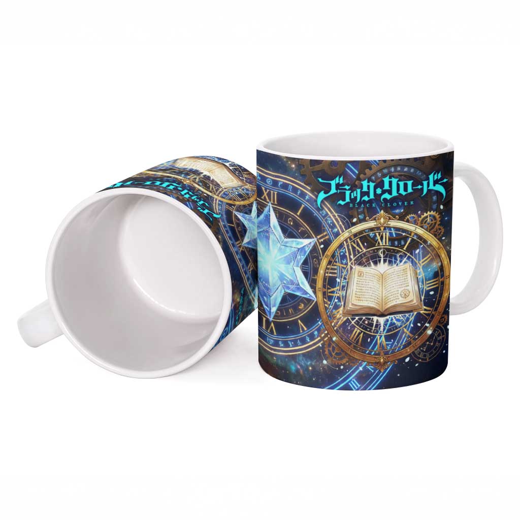 Julius Novachrono Black Clover Ceramic Mug Cosmic Time Magic Style with Celestial Clockwork Motif