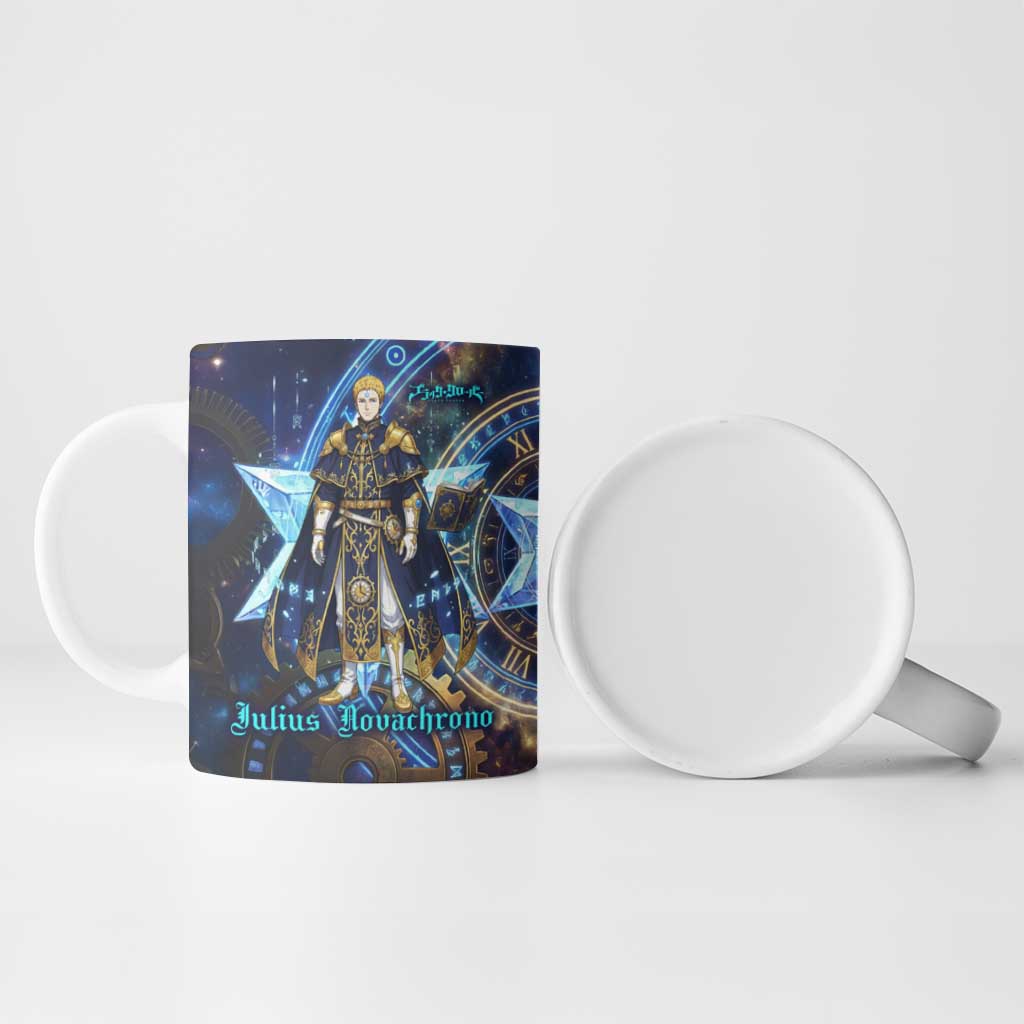 Julius Novachrono Black Clover Ceramic Mug Cosmic Time Magic Style with Celestial Clockwork Motif