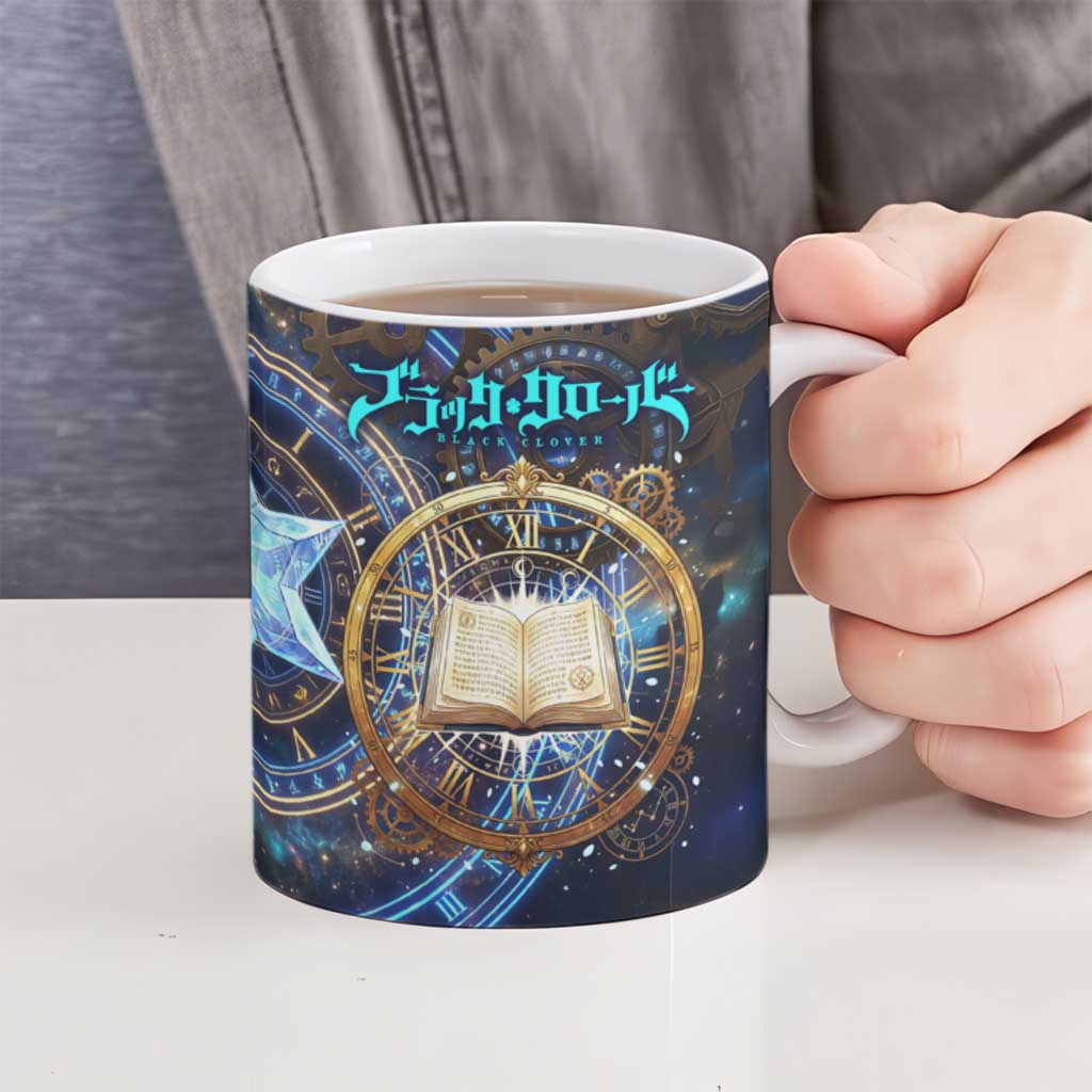 Julius Novachrono Black Clover Ceramic Mug Cosmic Time Magic Style with Celestial Clockwork Motif