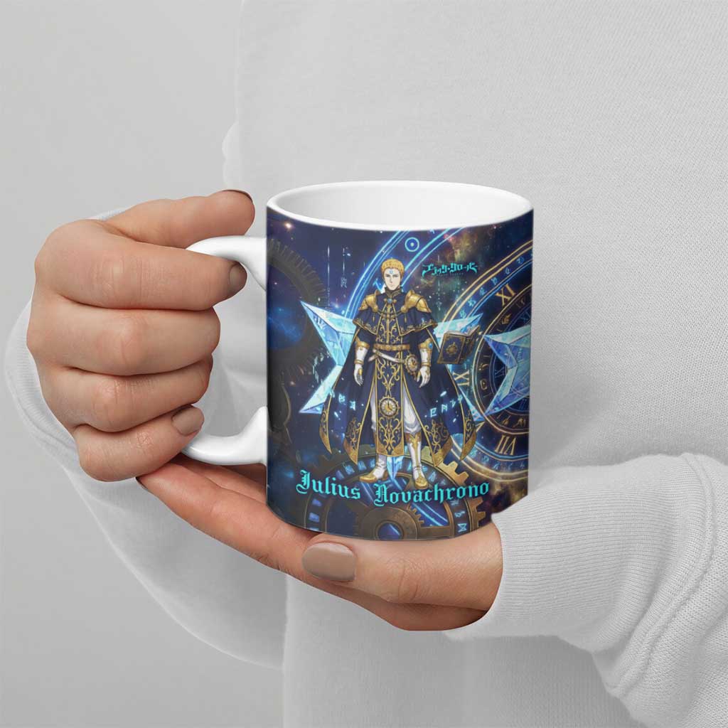 Julius Novachrono Black Clover Ceramic Mug Cosmic Time Magic Style with Celestial Clockwork Motif