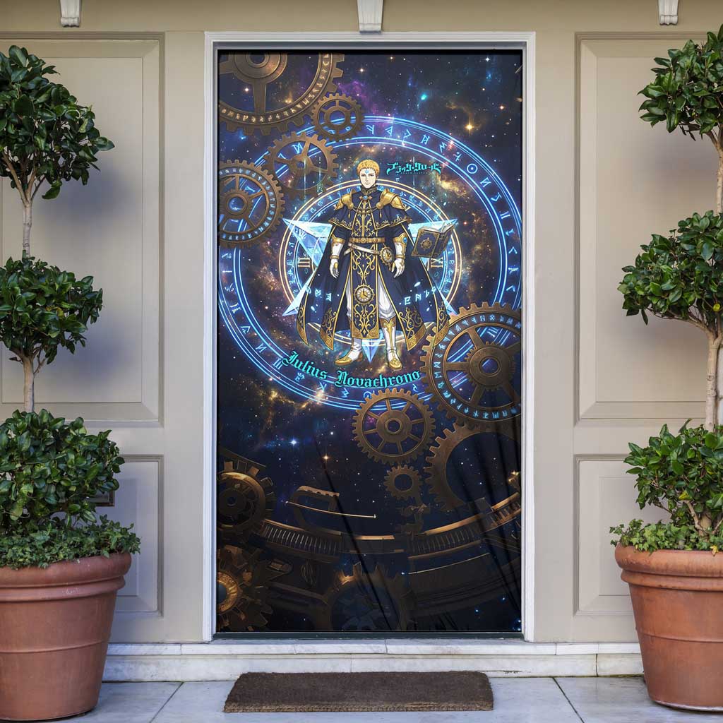 Julius Novachrono Black Clover Door Cover Cosmic Time Magic Style with Celestial Clockwork Motif