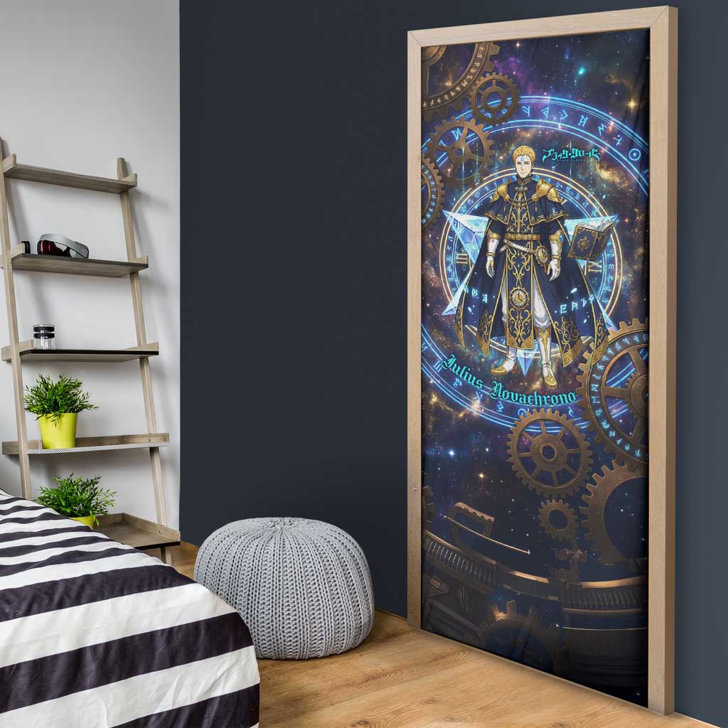 Julius Novachrono Black Clover Door Cover Cosmic Time Magic Style with Celestial Clockwork Motif