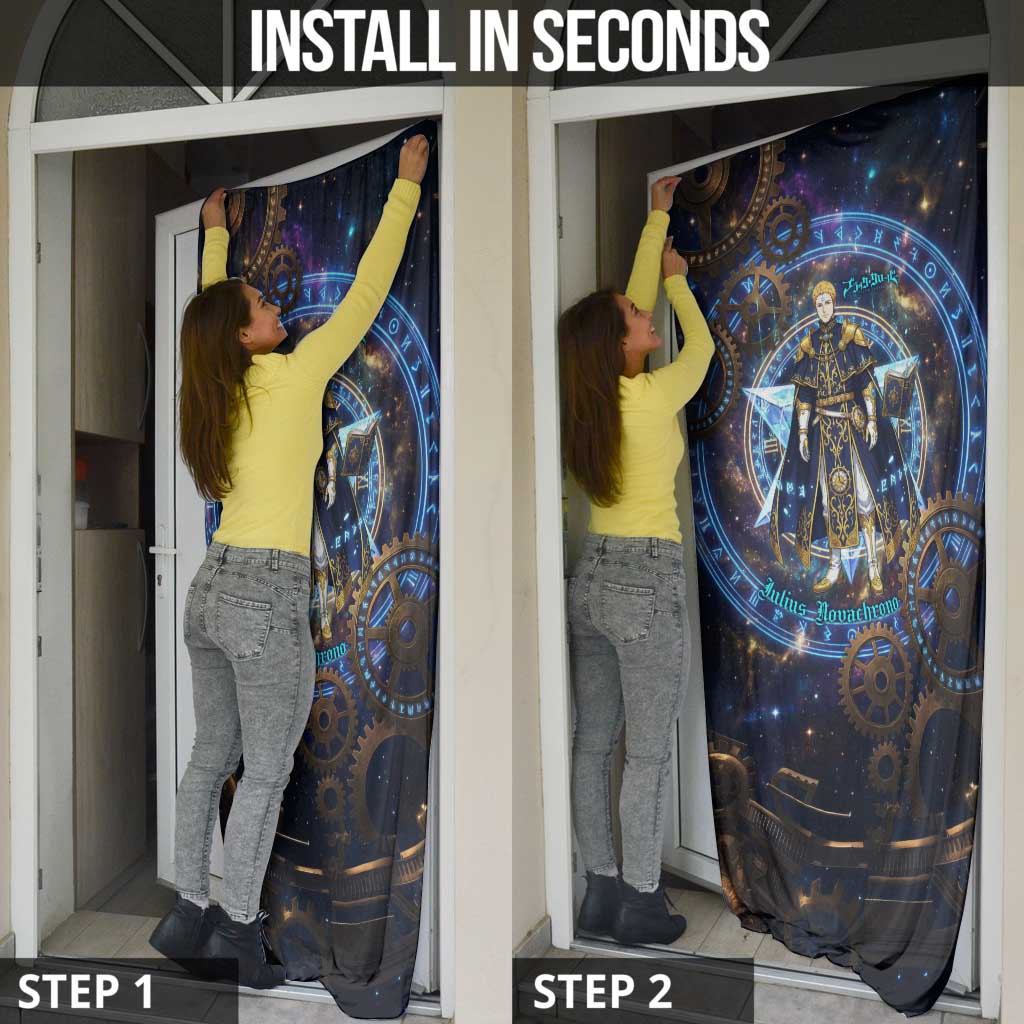 Julius Novachrono Black Clover Door Cover Cosmic Time Magic Style with Celestial Clockwork Motif