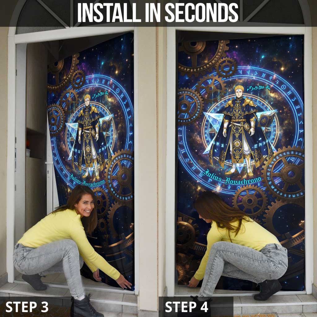 Julius Novachrono Black Clover Door Cover Cosmic Time Magic Style with Celestial Clockwork Motif
