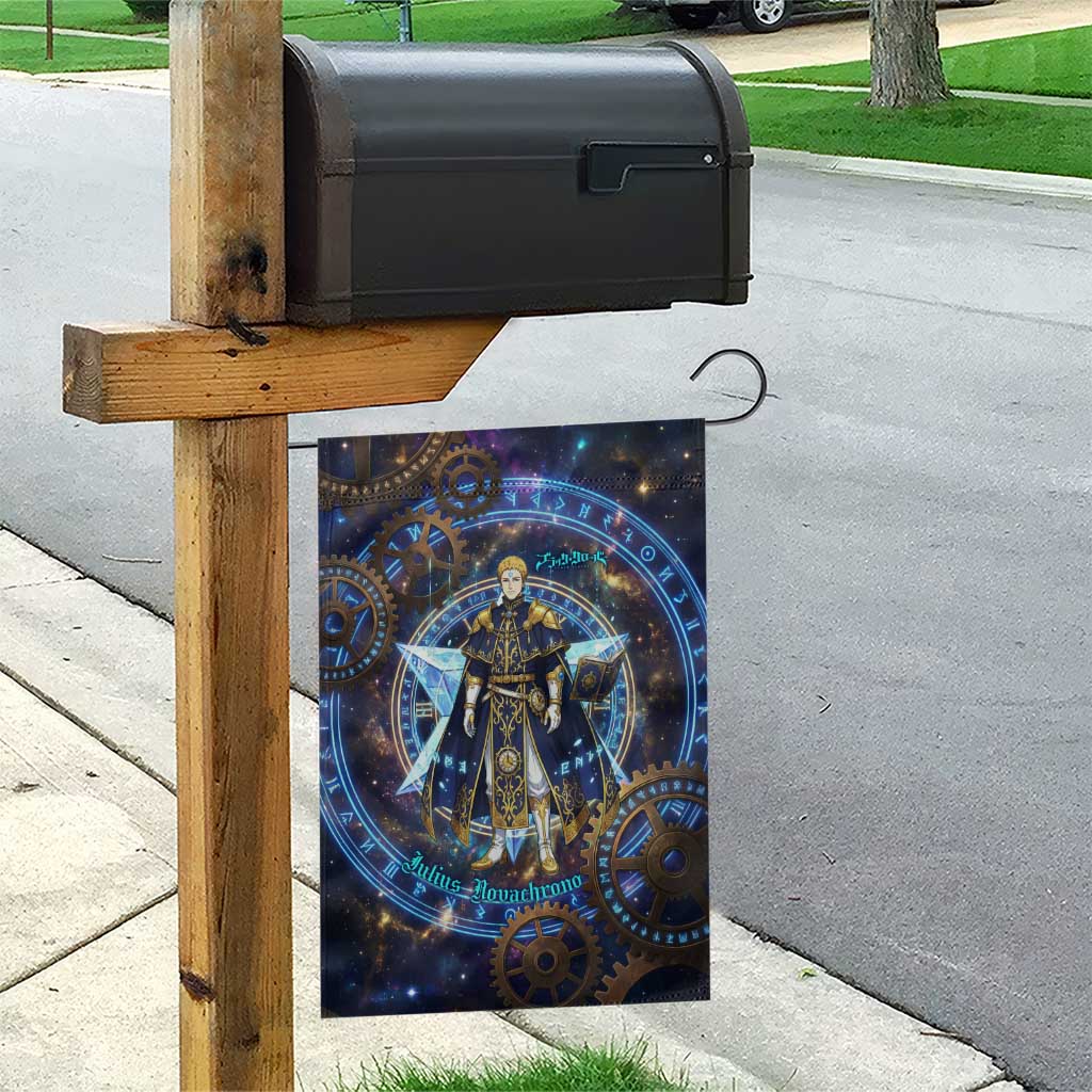 Julius Novachrono Black Clover Garden Flag Cosmic Time Magic Style with Celestial Clockwork Motif