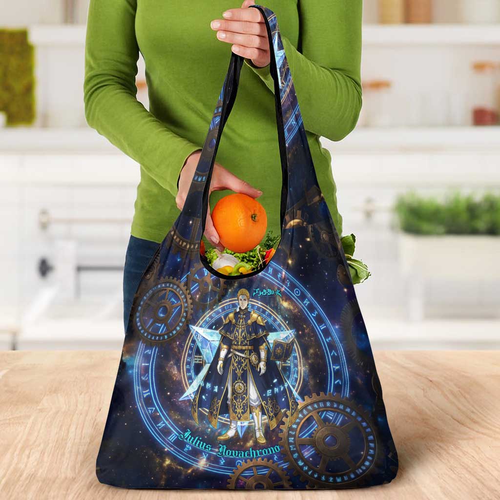 Julius Novachrono Black Clover Grocery Bag Cosmic Time Magic Style with Celestial Clockwork Motif