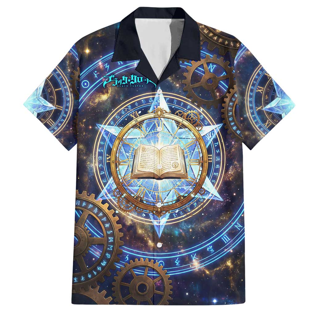 Julius Novachrono Black Clover Hawaiian Shirt Cosmic Time Magic Style with Celestial Clockwork Motif