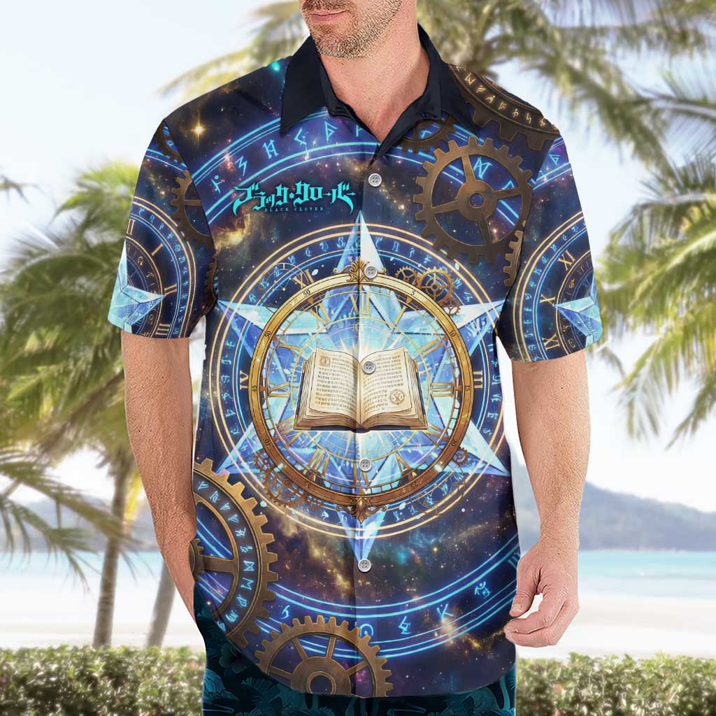 Julius Novachrono Black Clover Hawaiian Shirt Cosmic Time Magic Style with Celestial Clockwork Motif
