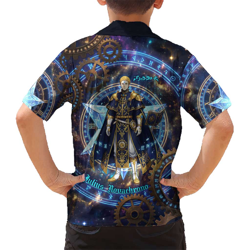Julius Novachrono Black Clover Hawaiian Shirt Cosmic Time Magic Style with Celestial Clockwork Motif