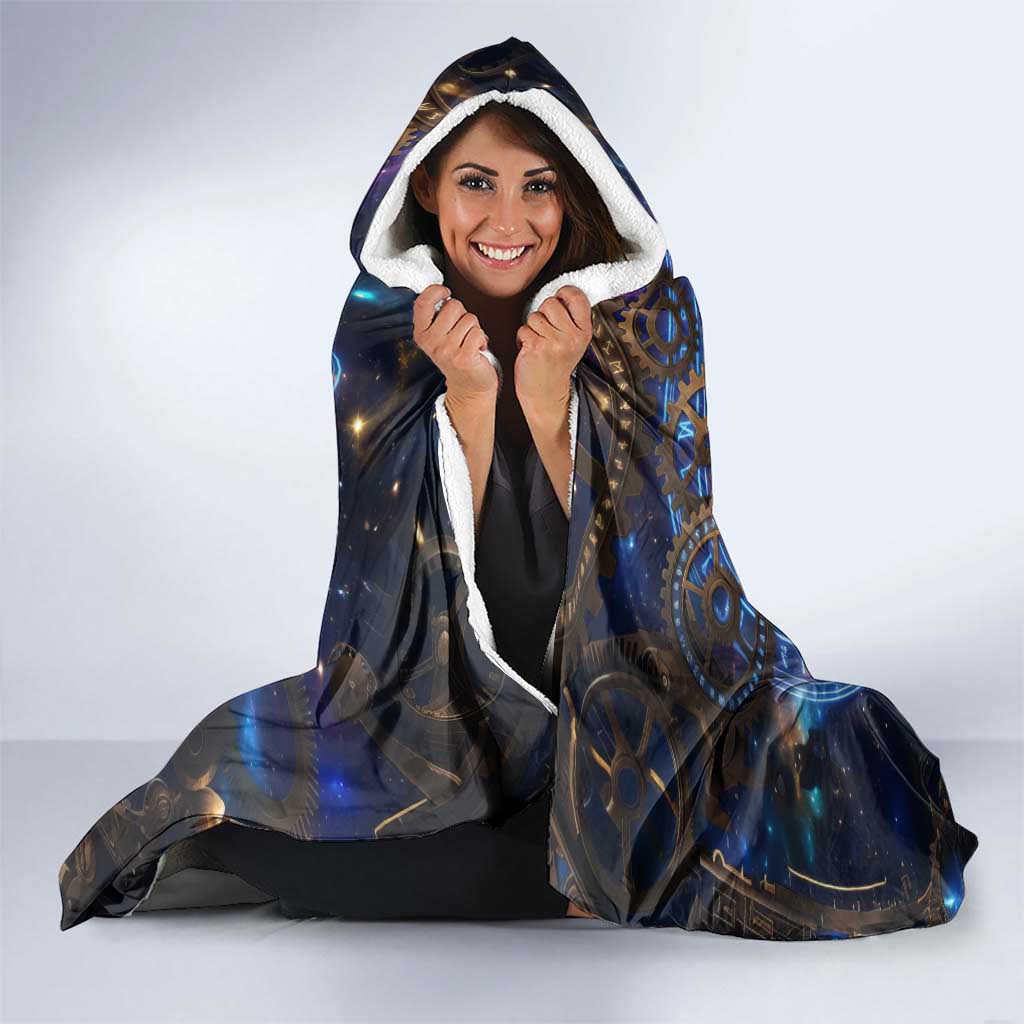 Julius Novachrono Black Clover Hooded Blanket Cosmic Time Magic Style with Celestial Clockwork Motif