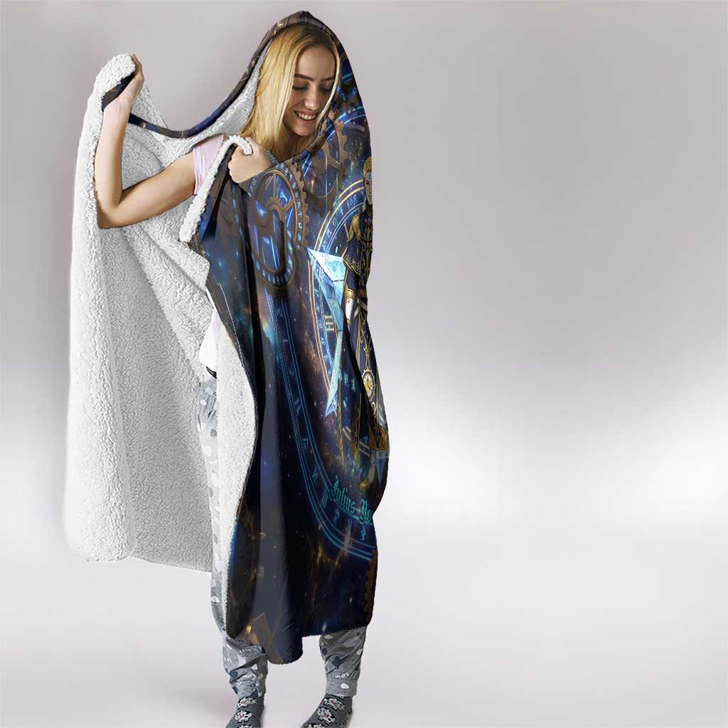 Julius Novachrono Black Clover Hooded Blanket Cosmic Time Magic Style with Celestial Clockwork Motif