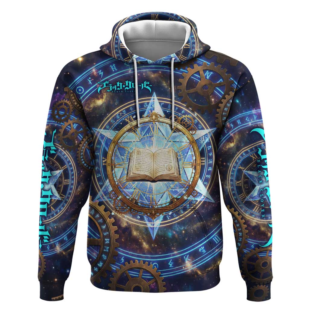 Julius Novachrono Black Clover Hoodie Cosmic Time Magic Style with Celestial Clockwork Motif
