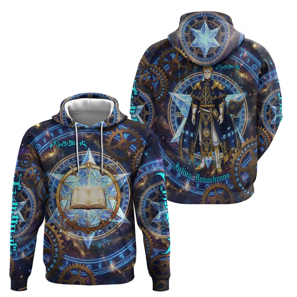 Julius Novachrono Black Clover Hoodie Cosmic Time Magic Style with Celestial Clockwork Motif