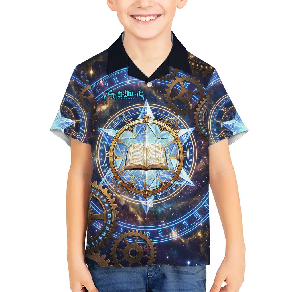 Julius Novachrono Black Clover Kid Hawaiian Shirt Cosmic Time Magic Style with Celestial Clockwork Motif