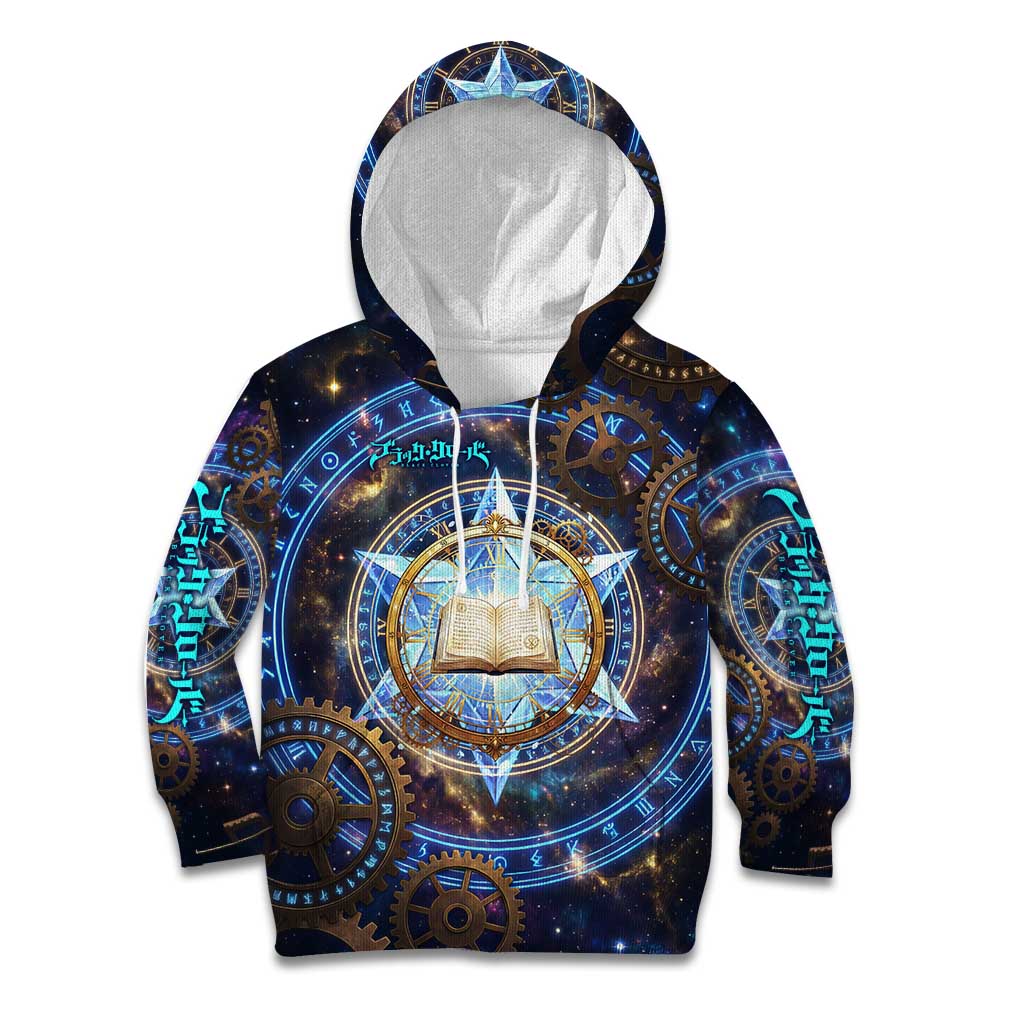 Julius Novachrono Black Clover Kid Hoodie Cosmic Time Magic Style with Celestial Clockwork Motif