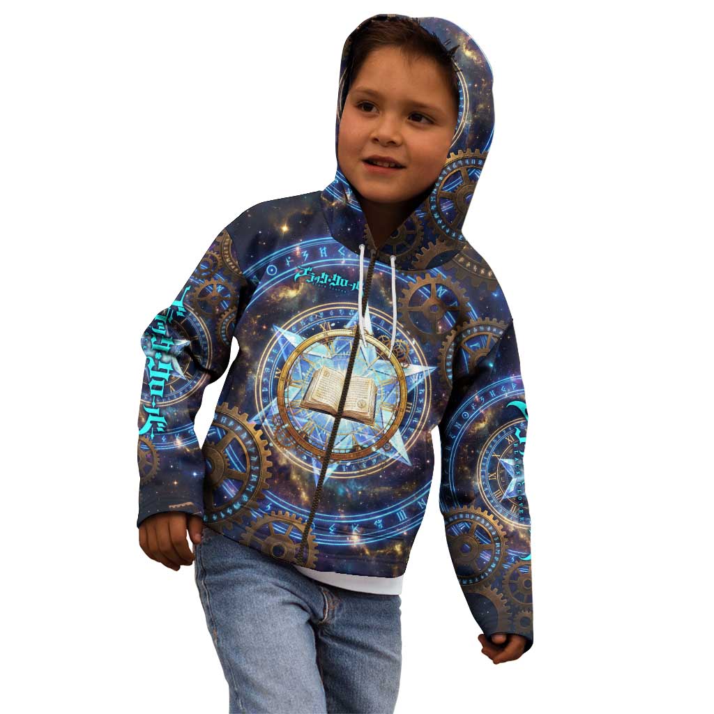 Julius Novachrono Black Clover Kid Hoodie Cosmic Time Magic Style with Celestial Clockwork Motif