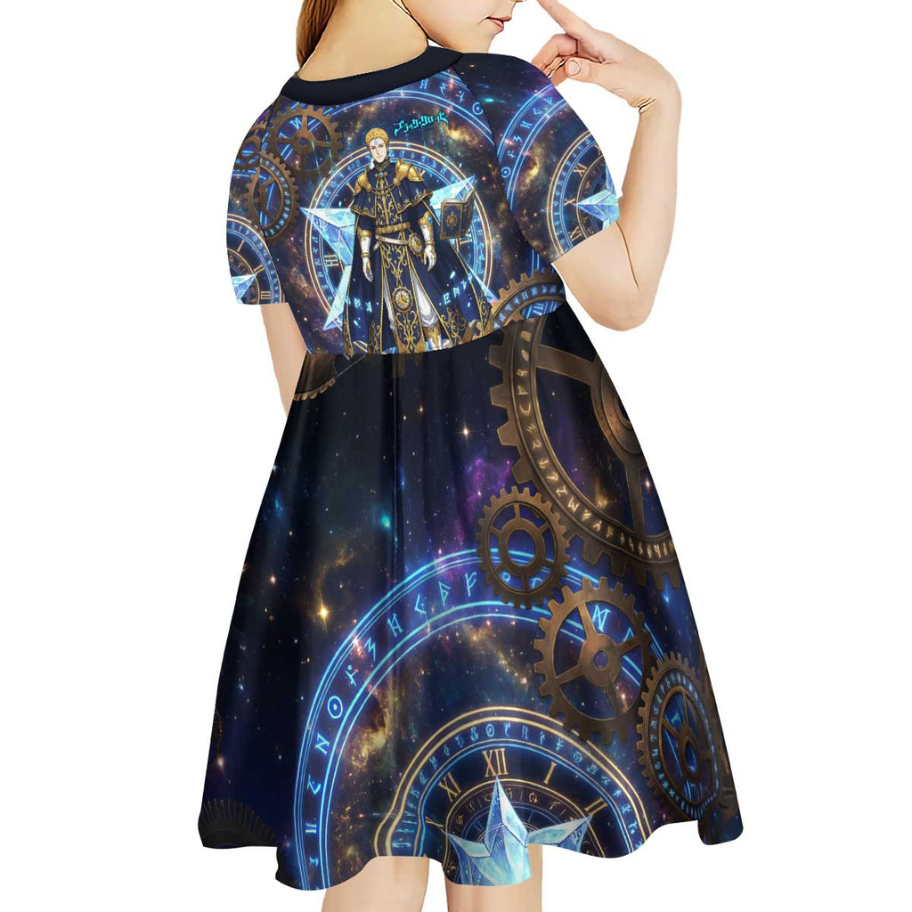 Julius Novachrono Black Clover Kid Short Sleeve Dress Cosmic Time Magic Style with Celestial Clockwork Motif