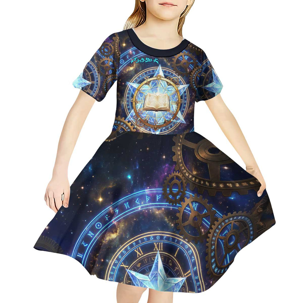 Julius Novachrono Black Clover Kid Short Sleeve Dress Cosmic Time Magic Style with Celestial Clockwork Motif