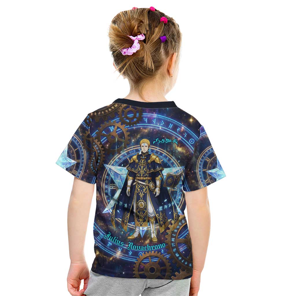 Julius Novachrono Black Clover Kid T Shirt Cosmic Time Magic Style with Celestial Clockwork Motif