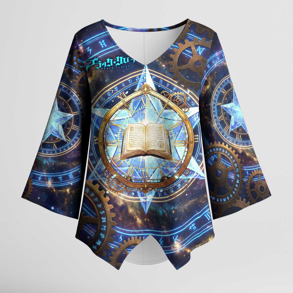 Julius Novachrono Black Clover Kimono Sleeve Blouse Cosmic Time Magic Style with Celestial Clockwork Motif