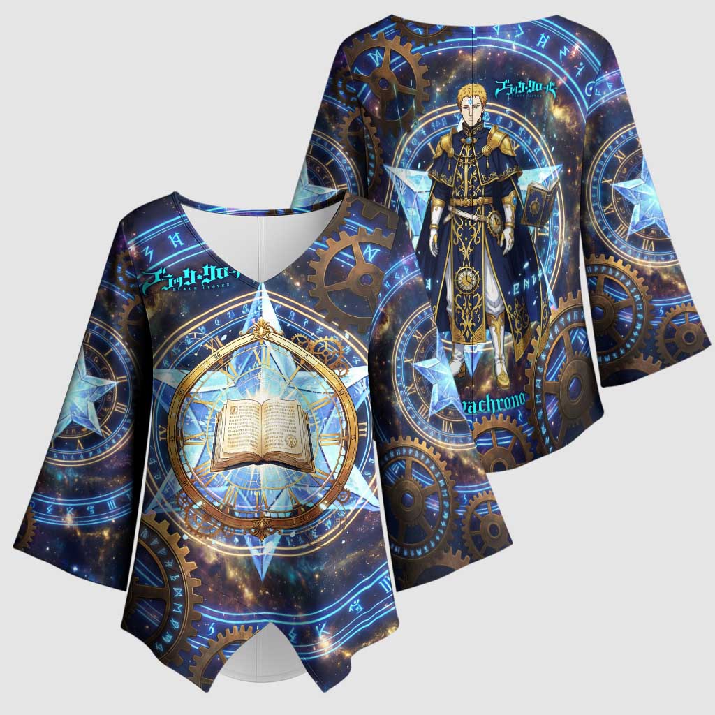 Julius Novachrono Black Clover Kimono Sleeve Blouse Cosmic Time Magic Style with Celestial Clockwork Motif