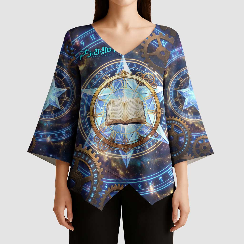 Julius Novachrono Black Clover Kimono Sleeve Blouse Cosmic Time Magic Style with Celestial Clockwork Motif