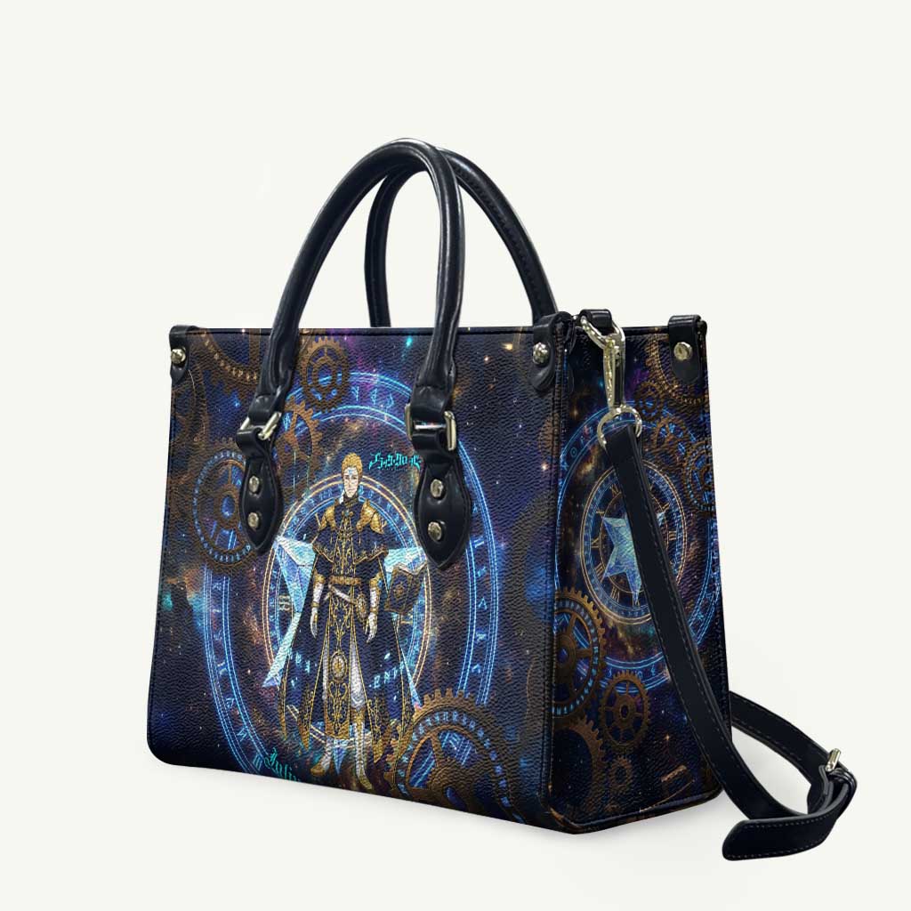 Julius Novachrono Black Clover Leather Bag Cosmic Time Magic Style with Celestial Clockwork Motif