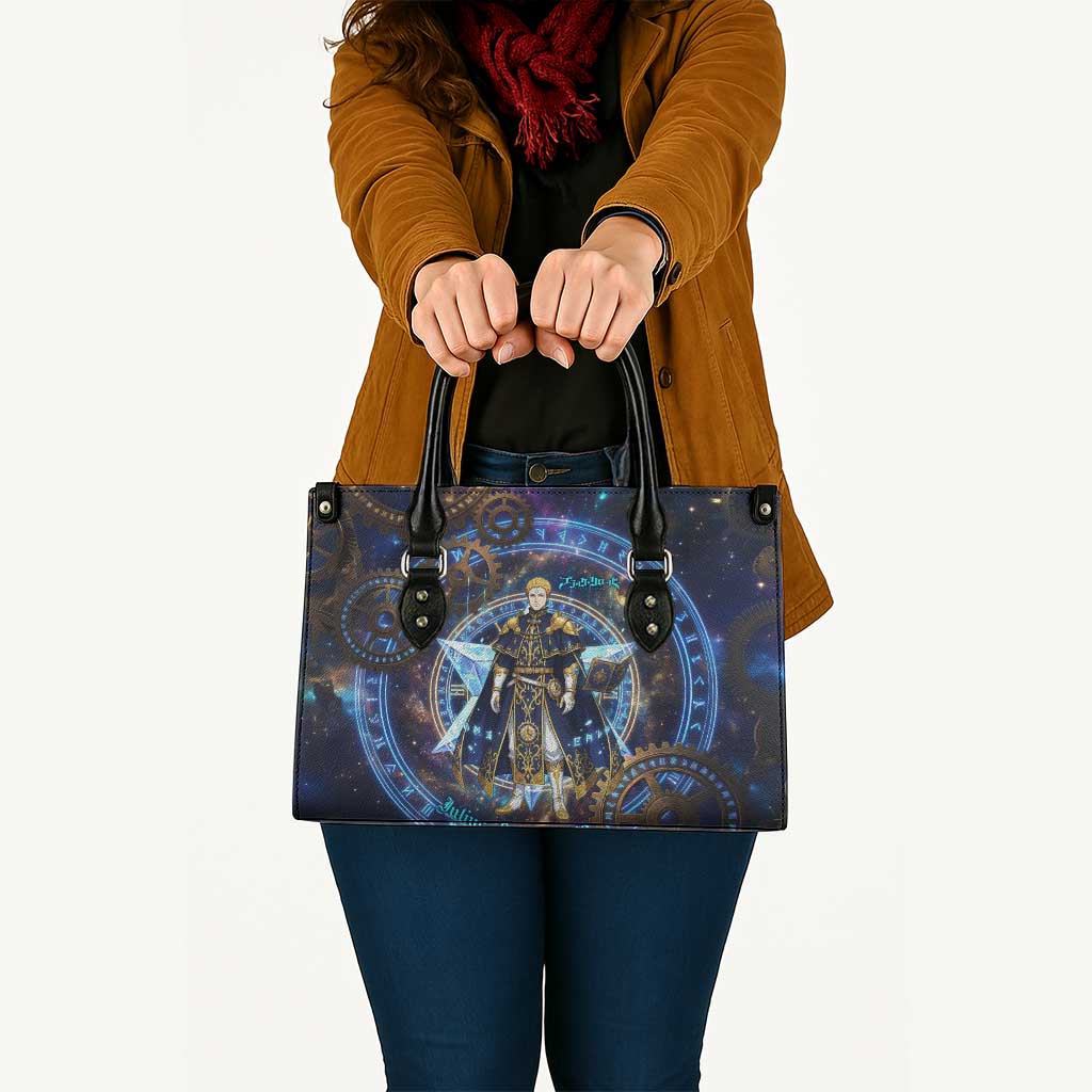 Julius Novachrono Black Clover Leather Bag Cosmic Time Magic Style with Celestial Clockwork Motif