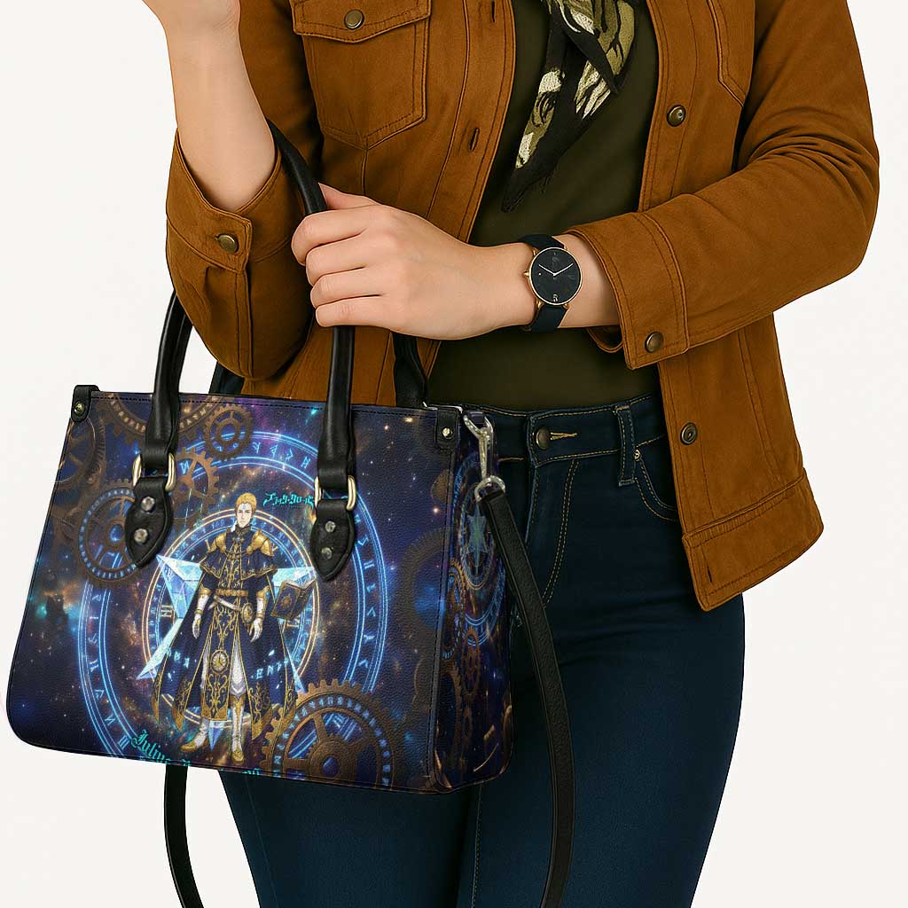 Julius Novachrono Black Clover Leather Bag Cosmic Time Magic Style with Celestial Clockwork Motif