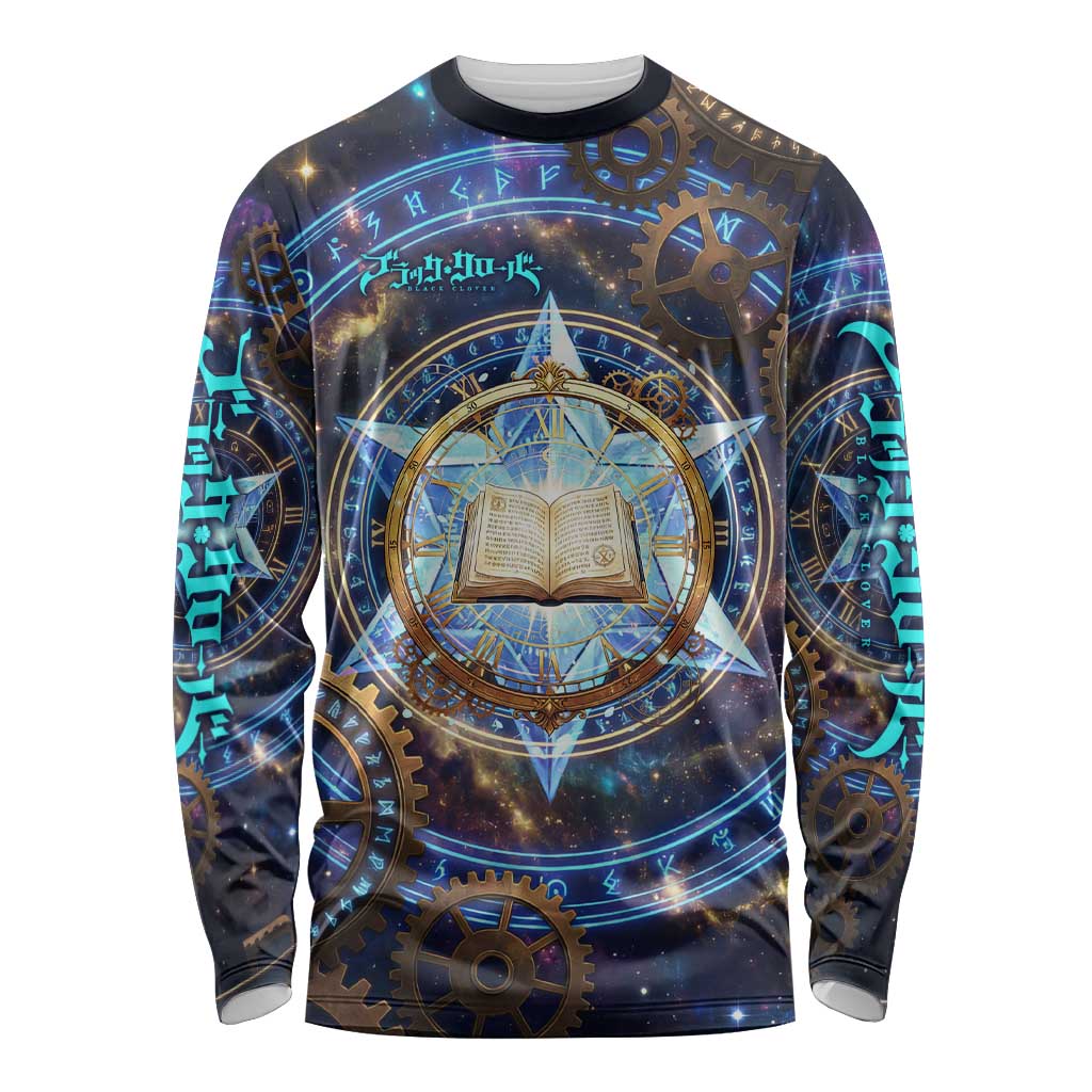 Julius Novachrono Black Clover Long Sleeve Shirt Cosmic Time Magic Style with Celestial Clockwork Motif