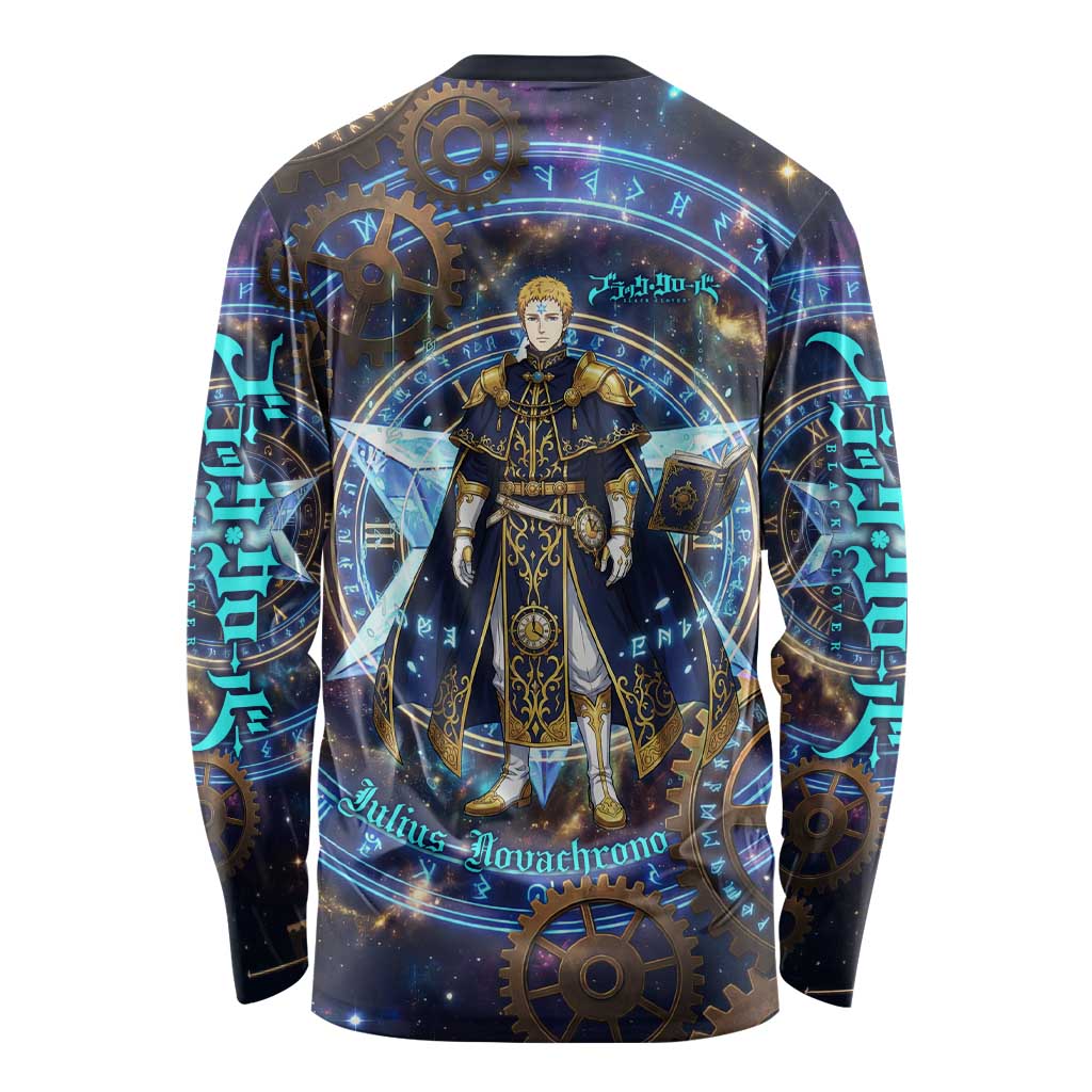 Julius Novachrono Black Clover Long Sleeve Shirt Cosmic Time Magic Style with Celestial Clockwork Motif