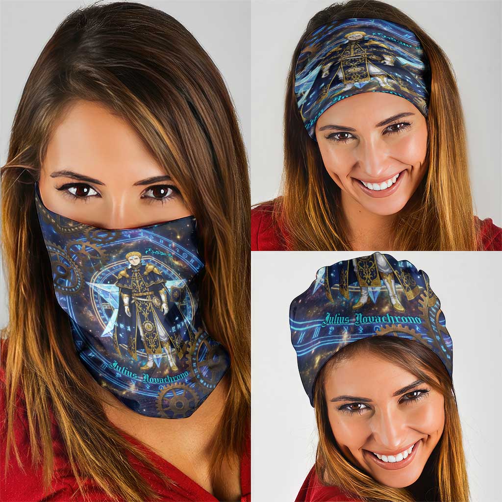 Julius Novachrono Black Clover Neck Gaiter Cosmic Time Magic Style with Celestial Clockwork Motif