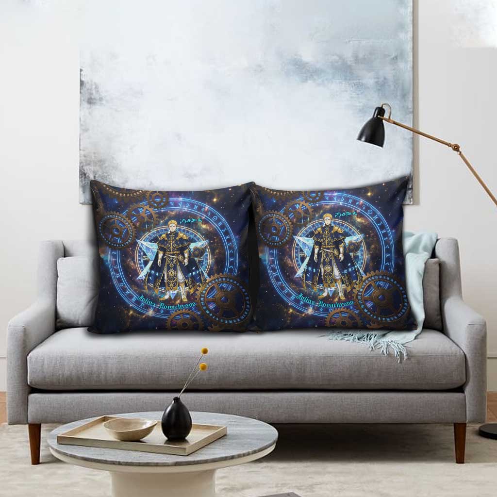 Julius Novachrono Black Clover Pillow Cover Cosmic Time Magic Style with Celestial Clockwork Motif