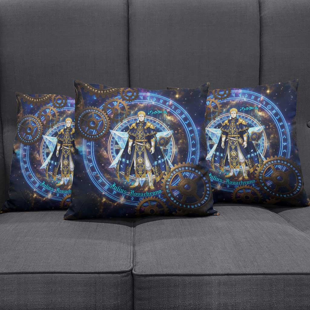 Julius Novachrono Black Clover Pillow Cover Cosmic Time Magic Style with Celestial Clockwork Motif