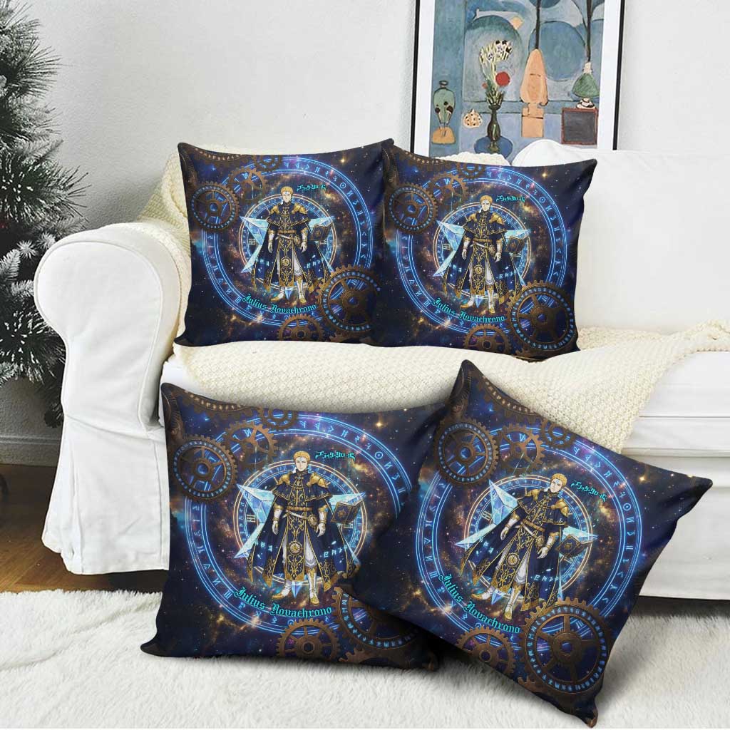 Julius Novachrono Black Clover Pillow Cover Cosmic Time Magic Style with Celestial Clockwork Motif