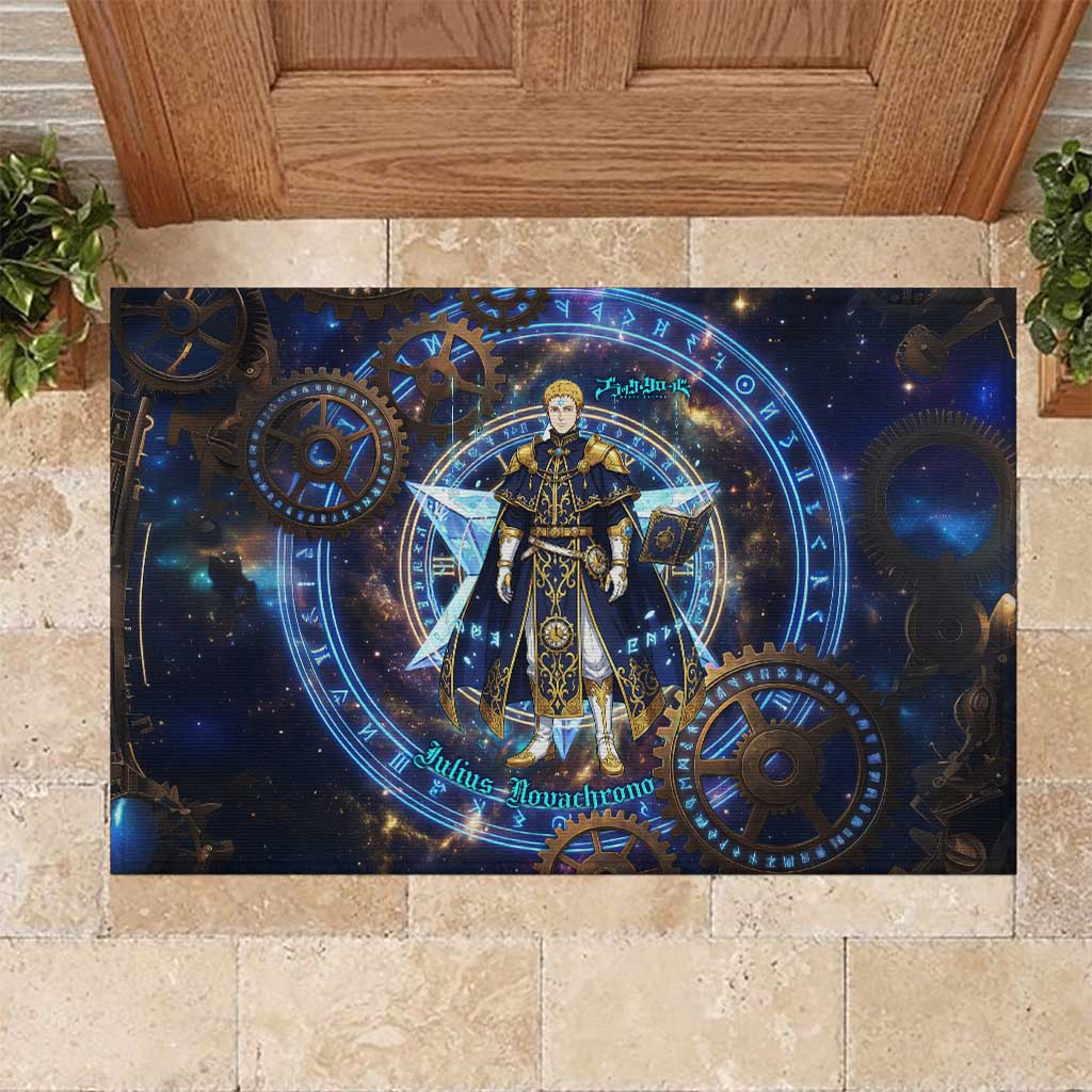 Julius Novachrono Black Clover Rubber Doormat Cosmic Time Magic Style with Celestial Clockwork Motif