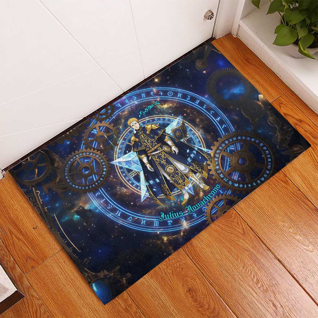 Julius Novachrono Black Clover Rubber Doormat Cosmic Time Magic Style with Celestial Clockwork Motif